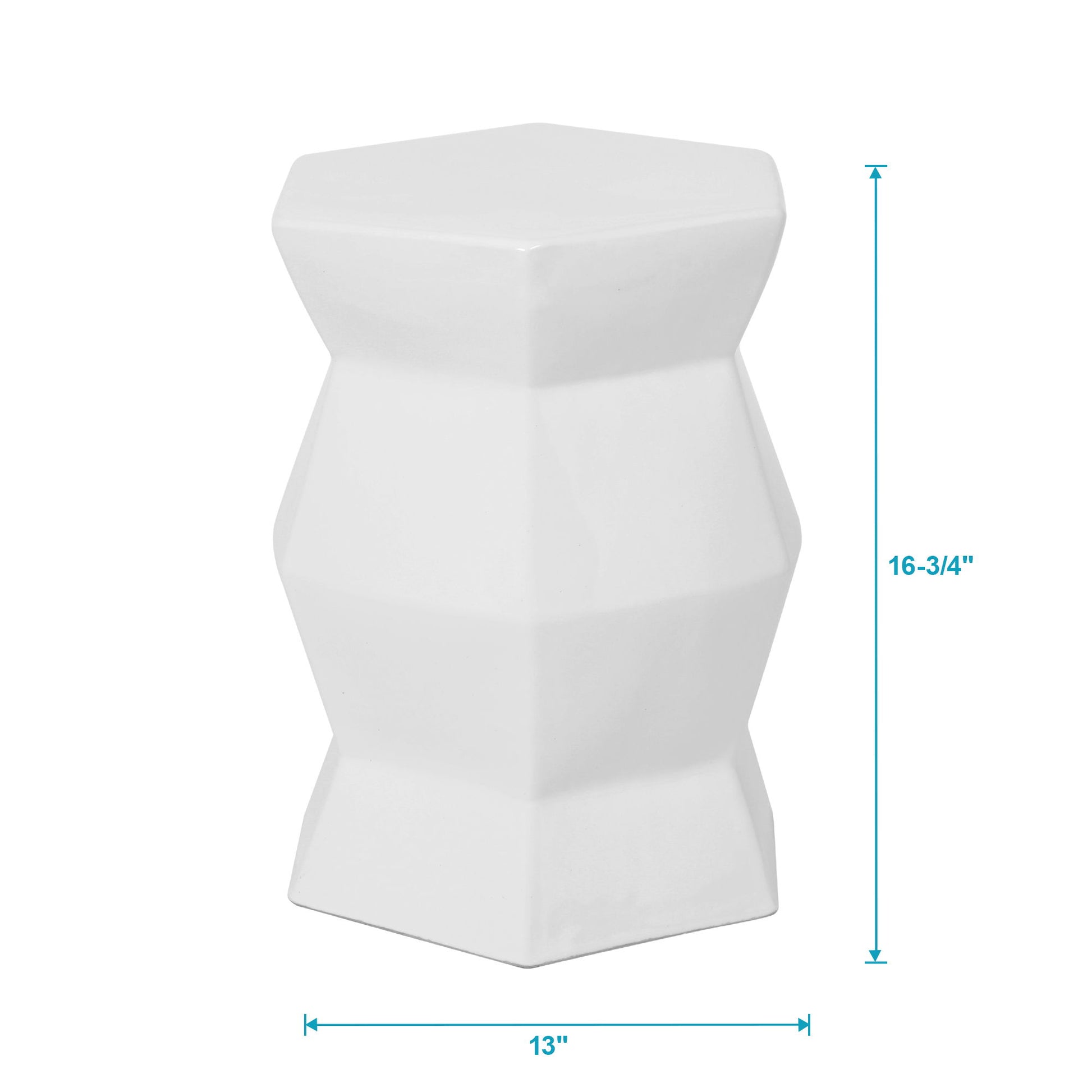 Contemporary Ceramic Drum Stool Indoor / Outdoor Side Table Glazed Accent Garden Stool - White Home Essentials