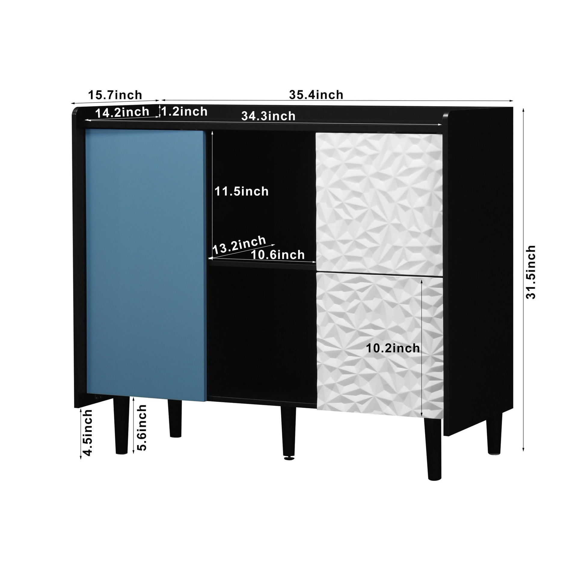 Modern Sideboard Buffet Cabinet With Red Doors And Unique Panel Styling Home Essentials