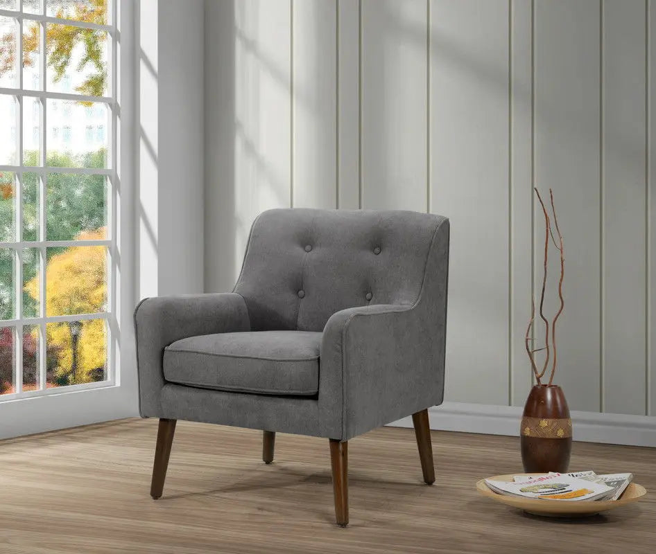 Ryder - Mid Century Modern Woven Fabric Tufted Armchair Lilola Home