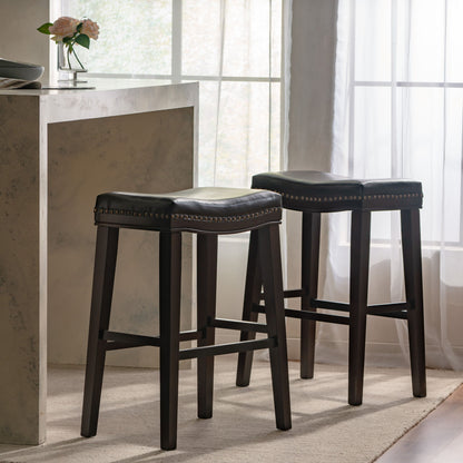 Elegant Saddle Stool With Curved Seat Comfort - Brown Noble House