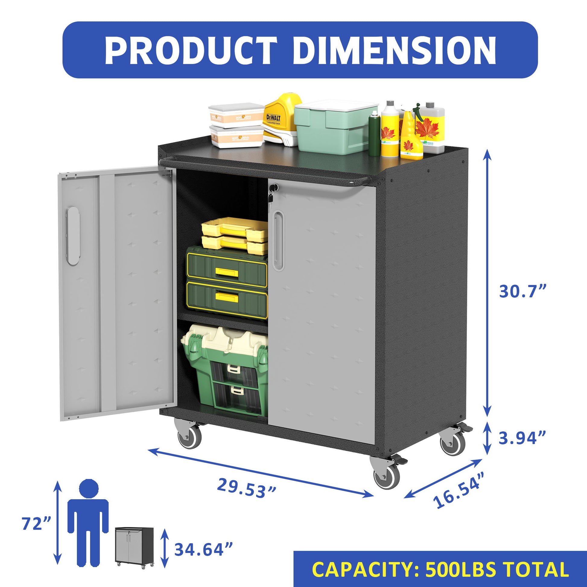 Heavy Duty Metal Garage Storage Cabinet With Wheels Sturdy Tool Organizer Daily Nest