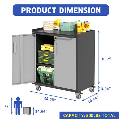 Heavy Duty Metal Garage Storage Cabinet With Wheels Sturdy Tool Organizer Daily Nest