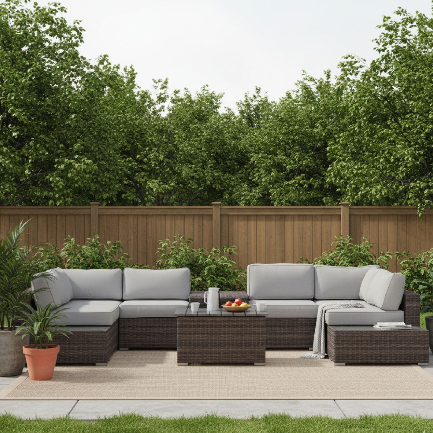 Wicker Sectional Seating Group With Plush Cushions LSI Patio Furniture