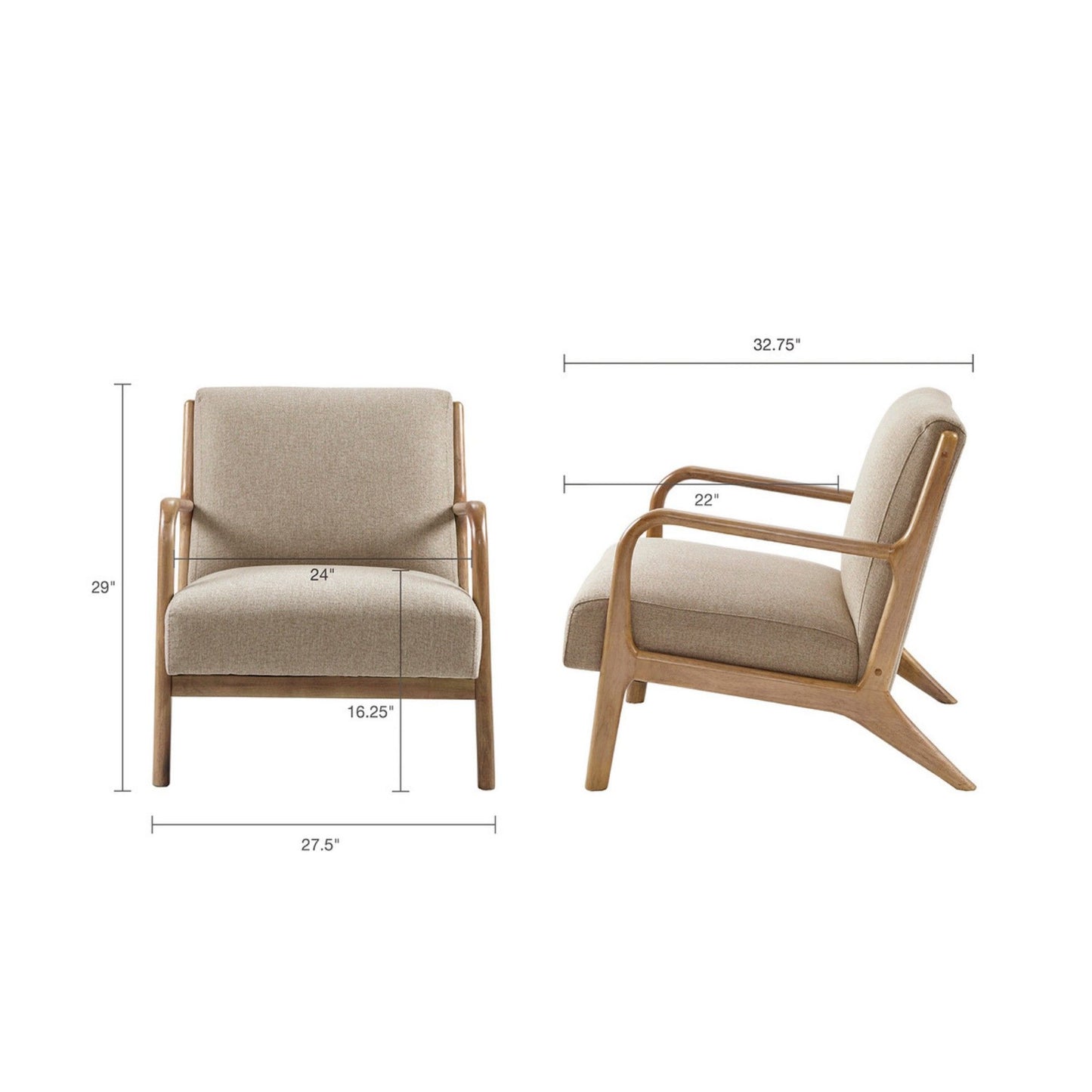 Mid-Century Style Lounge Chair With Upholstered Seat JLA