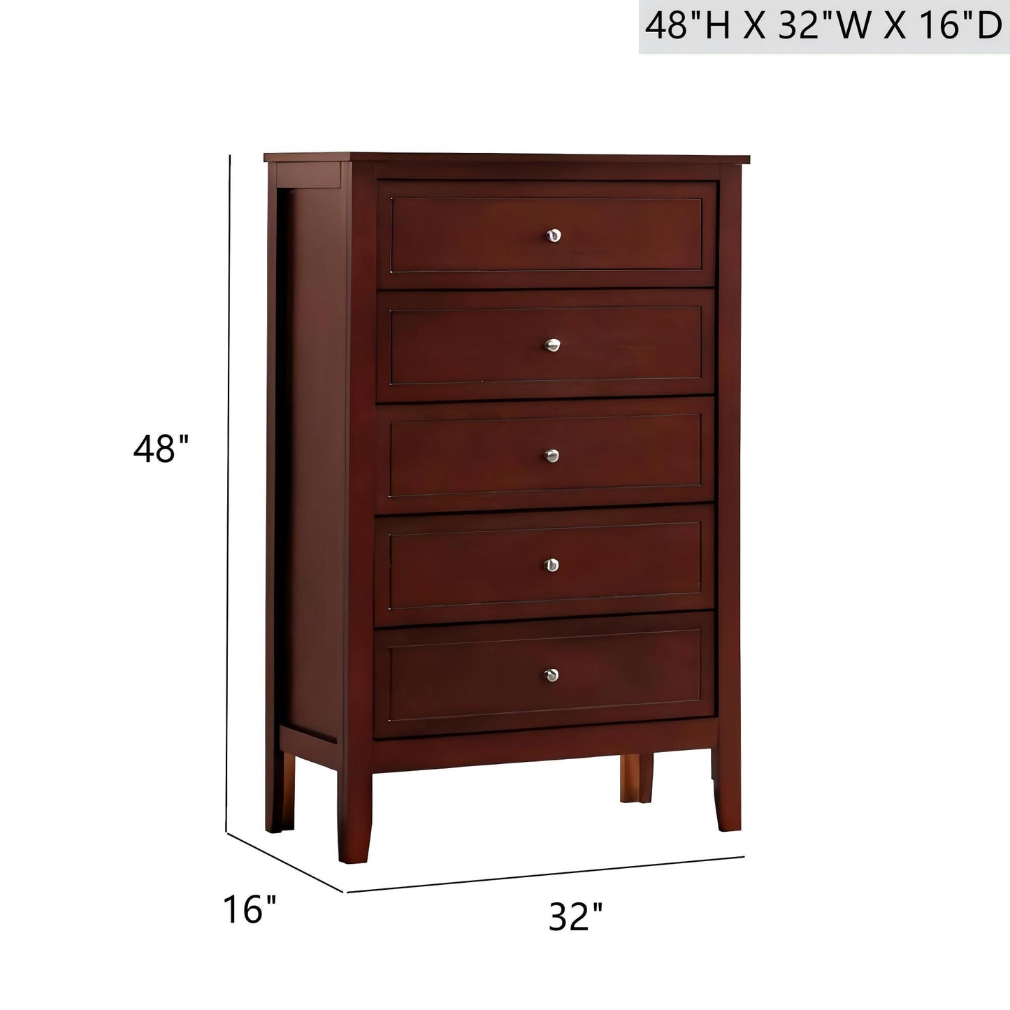 Daniel - Chest, 5 Drawer Storage Unit - Cherry Glory Furniture