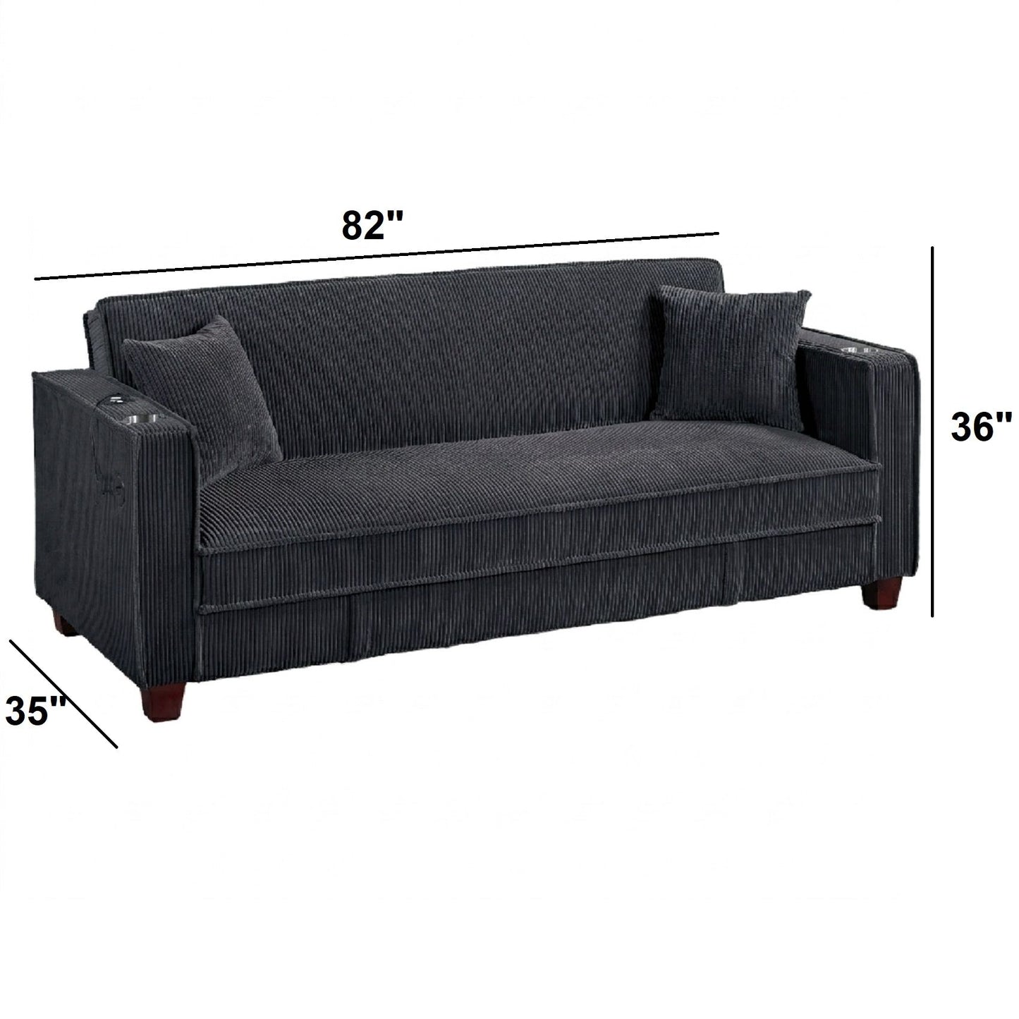 Modern Convertible Sofa With Hidden Storage USB Port, Cup Holder Home Essentials