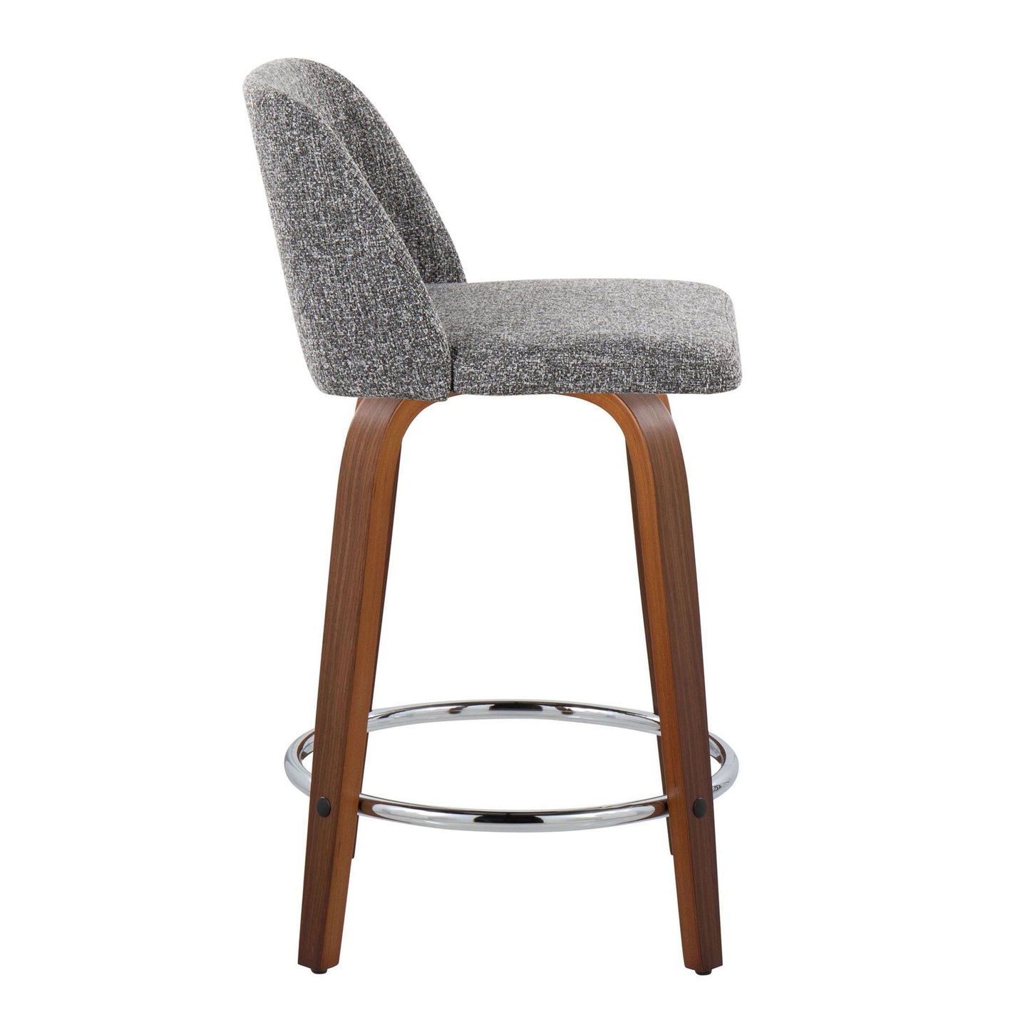 Toriano - Mid Century Modern Fixed Height Counter Stool With Swivel With Round Footrest (Set of 2) Lumi Source