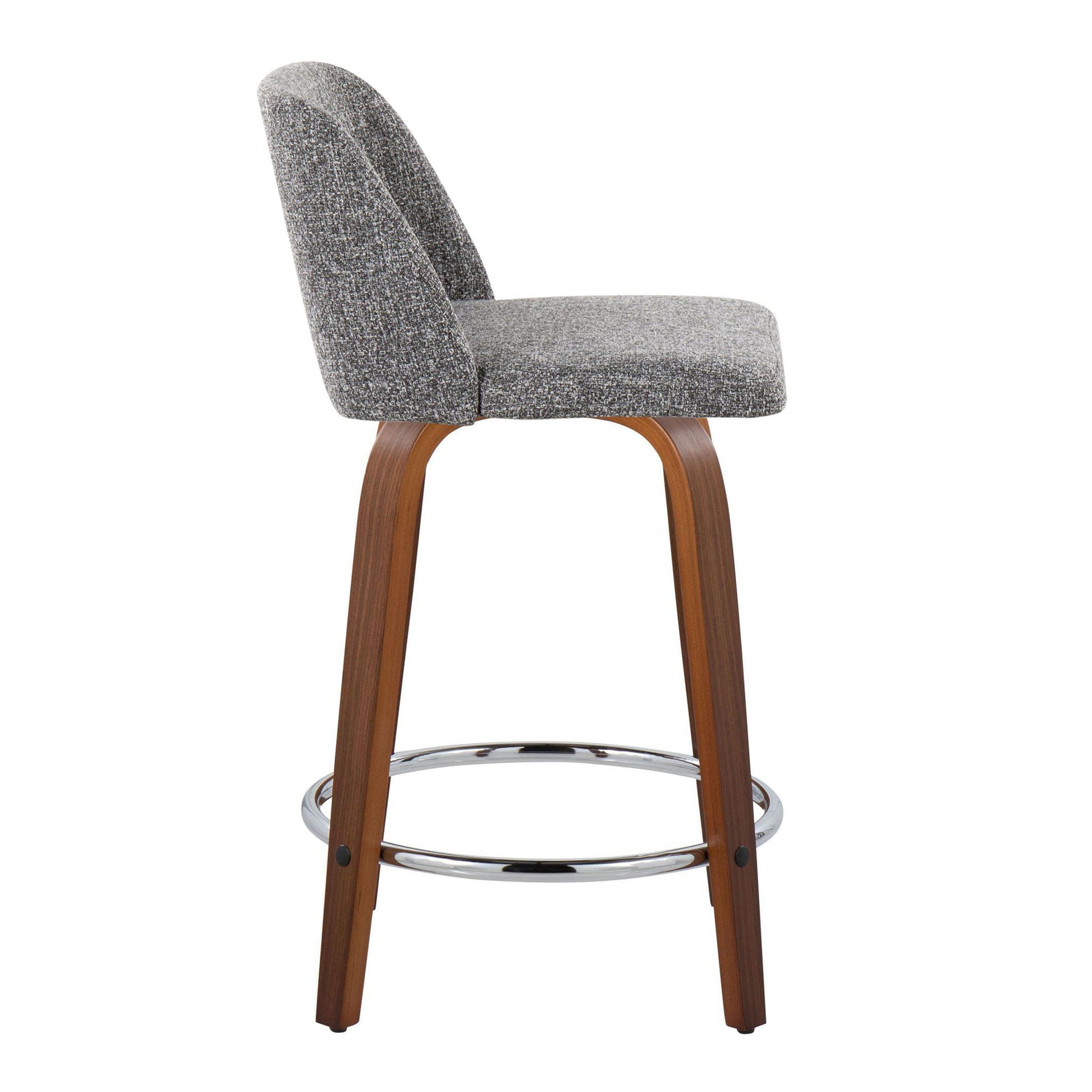 Toriano - Mid Century Modern Fixed Height Counter Stool With Swivel With Round Footrest (Set of 2) Lumi Source