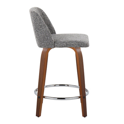 Toriano - Mid Century Modern Fixed Height Counter Stool With Swivel With Round Footrest (Set of 2) Lumi Source