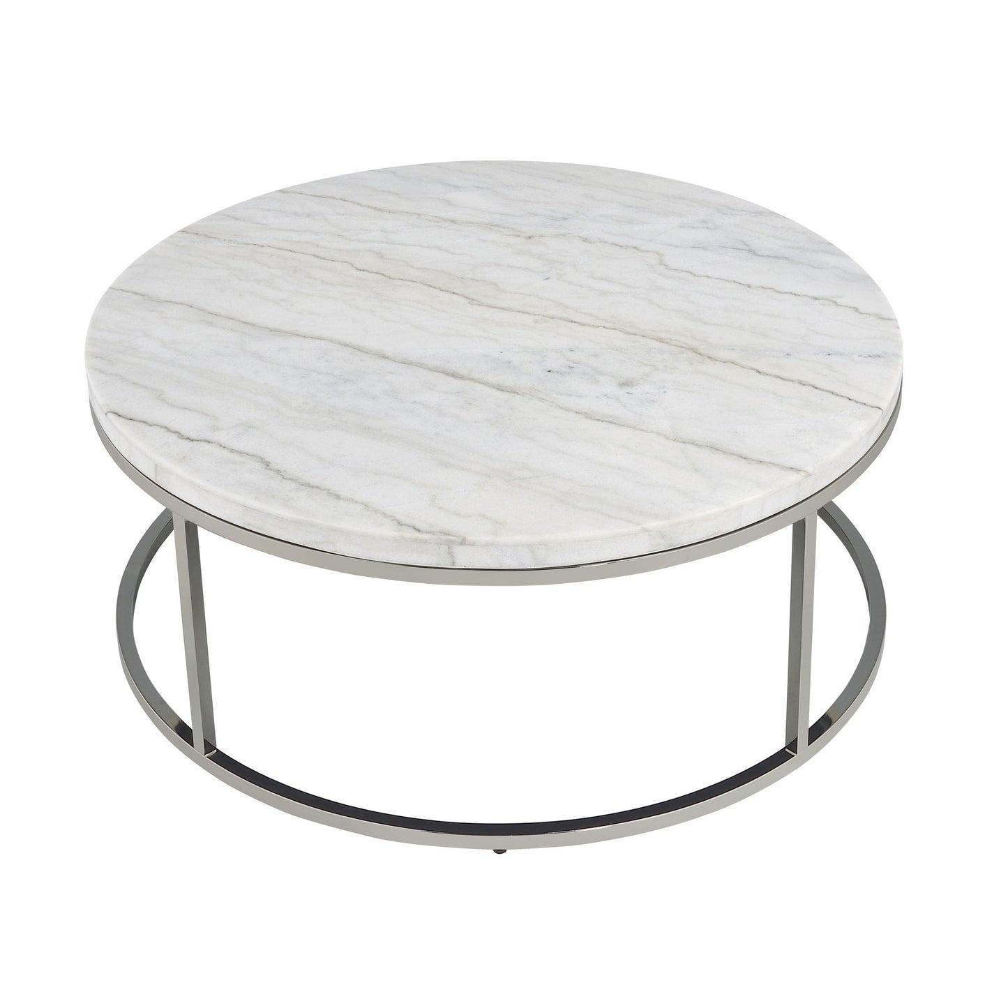 Zaidee - Mable Top Nickel Coffee Table - White Acme
