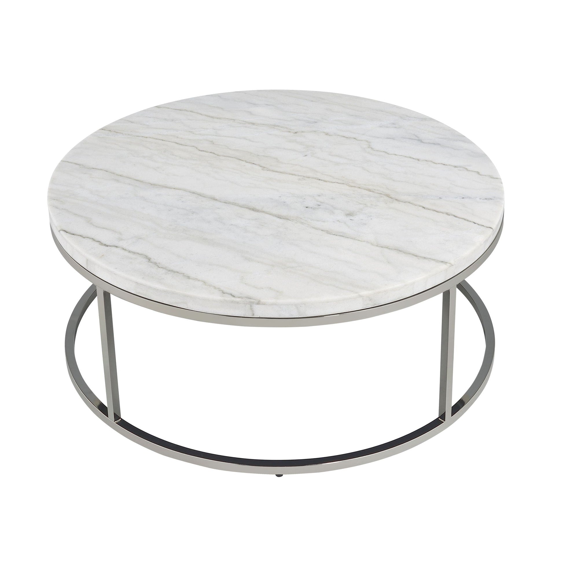 Zaidee - Mable Top Nickel Coffee Table - White Acme