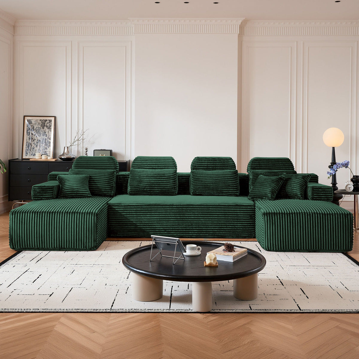 Sectional Sleeper Sofa & Storage Pockets, Modular Couch With Throw Pillows For Living Room Home Essentials