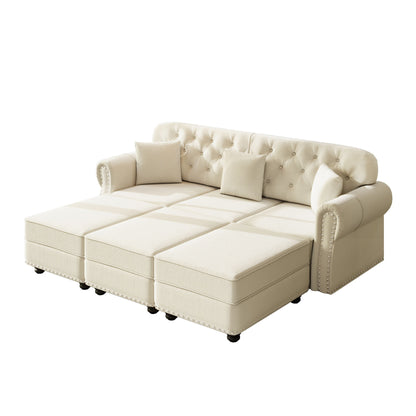 Upholstered Sofa Set With Nailhead Trim And Rolled Armrests, Includes Pillows Home Essentials