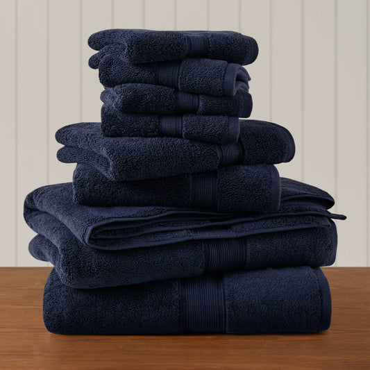 800GSM Ultra-Soft Absorbent Towel Set - Dark Navy Madison Park Signature