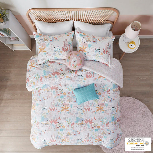 Iris - Woodland Animals Reversible Comforter Set - Blush Urban Habitat Kids