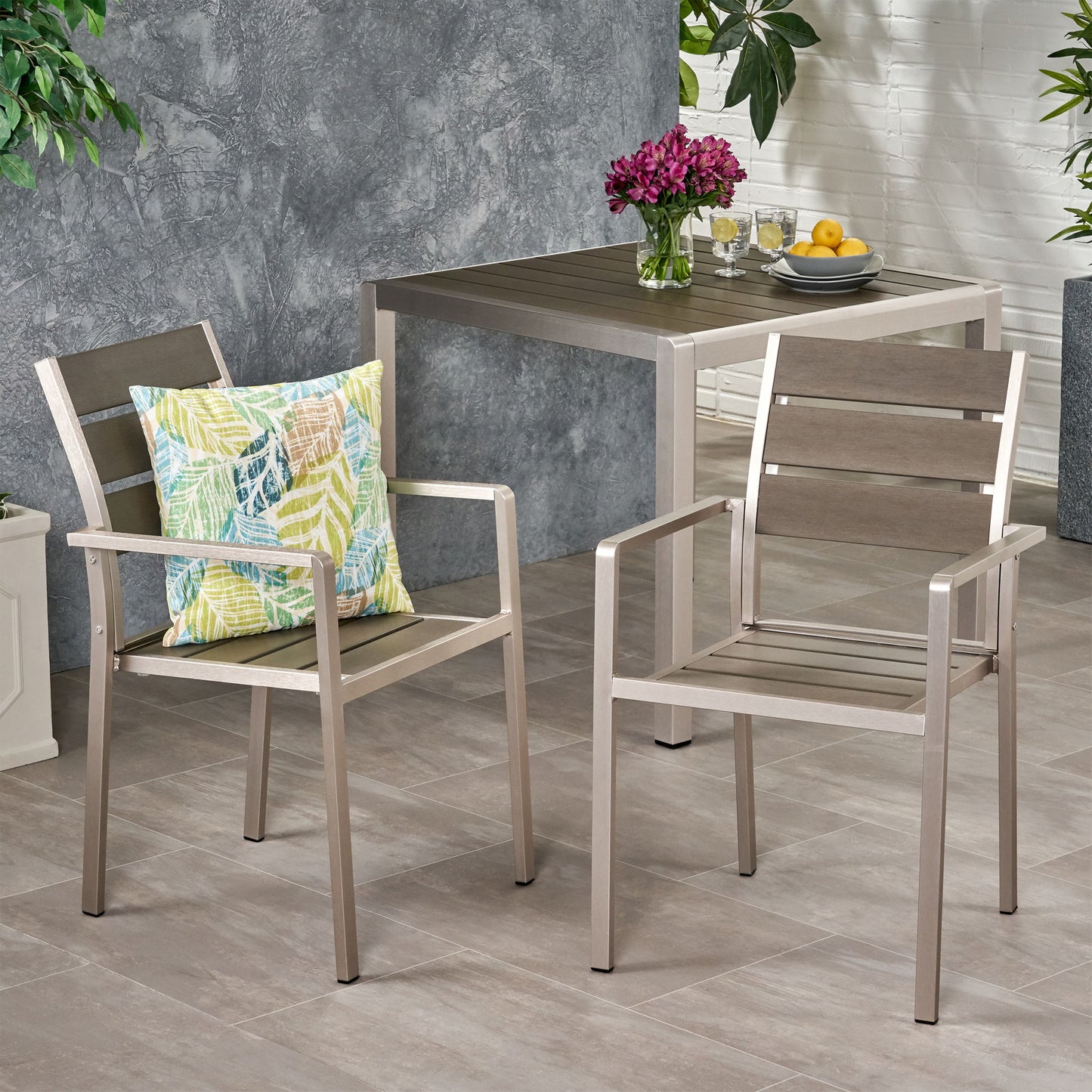 Dreamlan - Outdoor Aluminum Dining Chair (Set of 2) Noble House