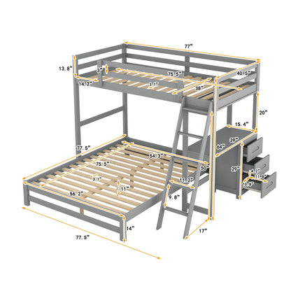 Bunk Bed With Built In Desk And 3 Drawers Hearth and Haven