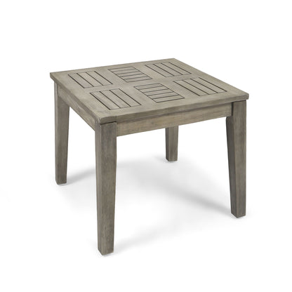 Dexterity - Outdoor Square Side Table With Wood Frame - Gray Noble House