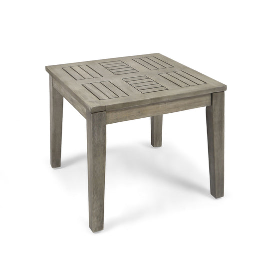 Dexterity - Outdoor Square Side Table With Wood Frame - Gray Noble House