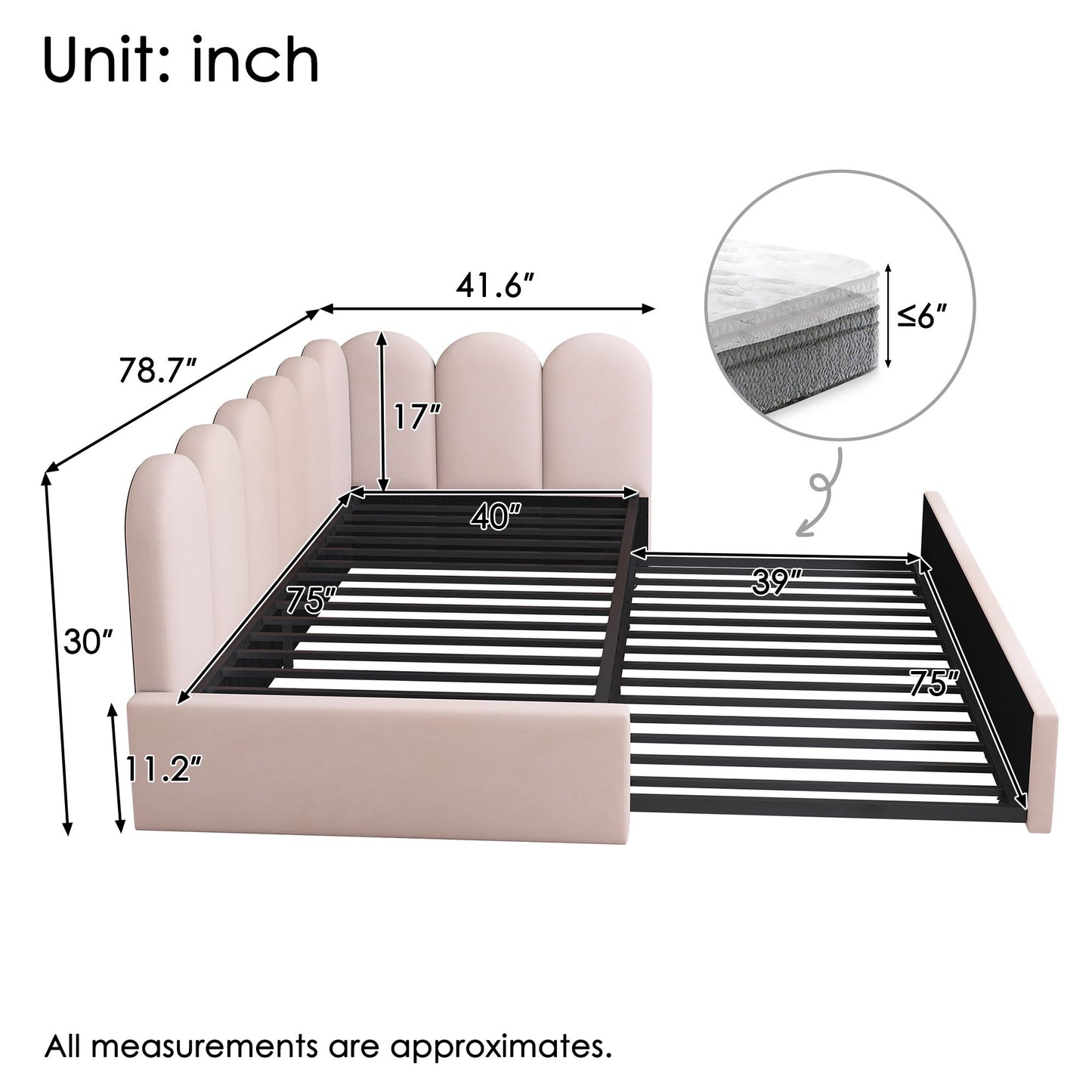 Upholstered Daybed With Metal Slatted Base Artistry At Home