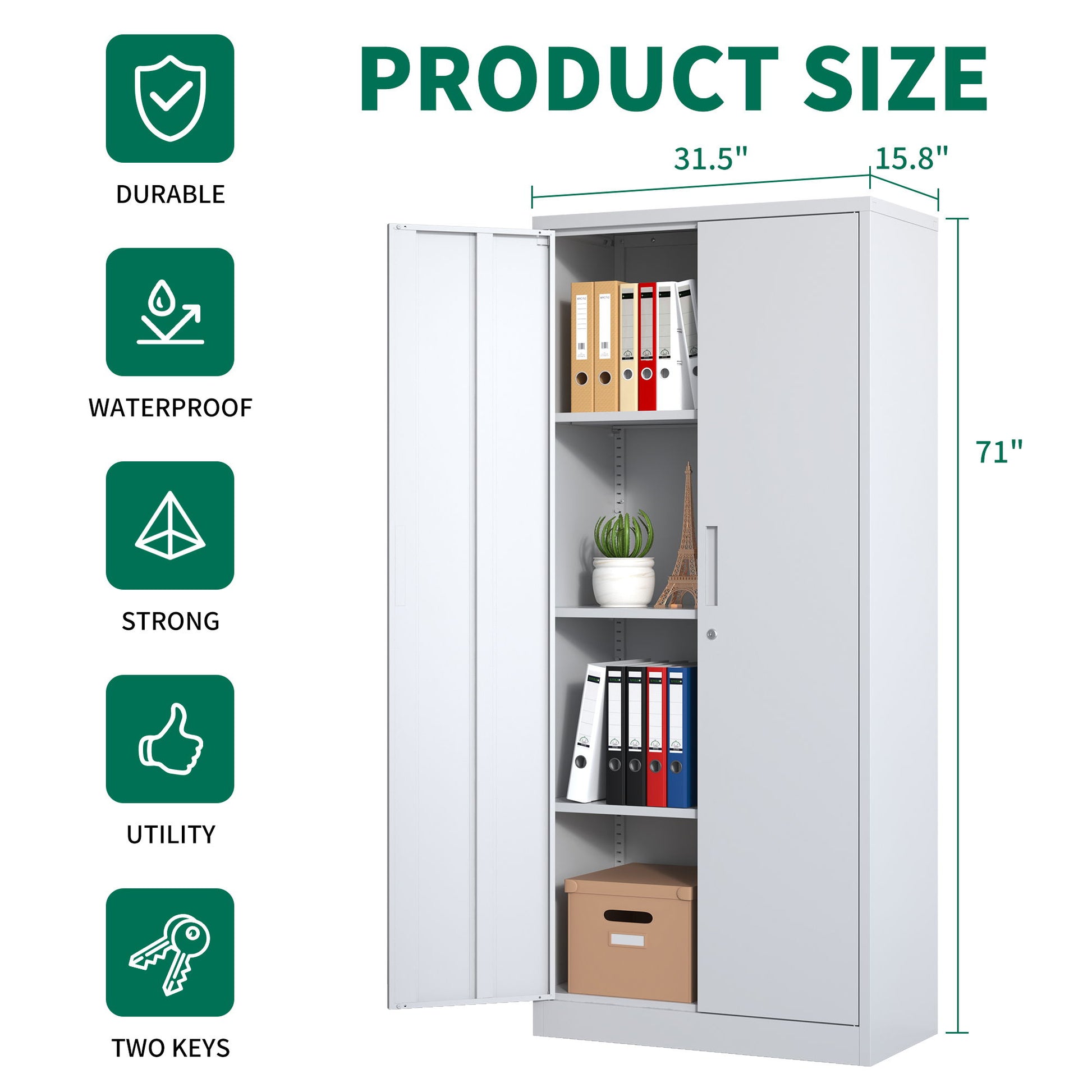 Heavy Metal Garage Storage Cabinet With Locking Doors, Steel, Adjustable Shelves Daily Nest