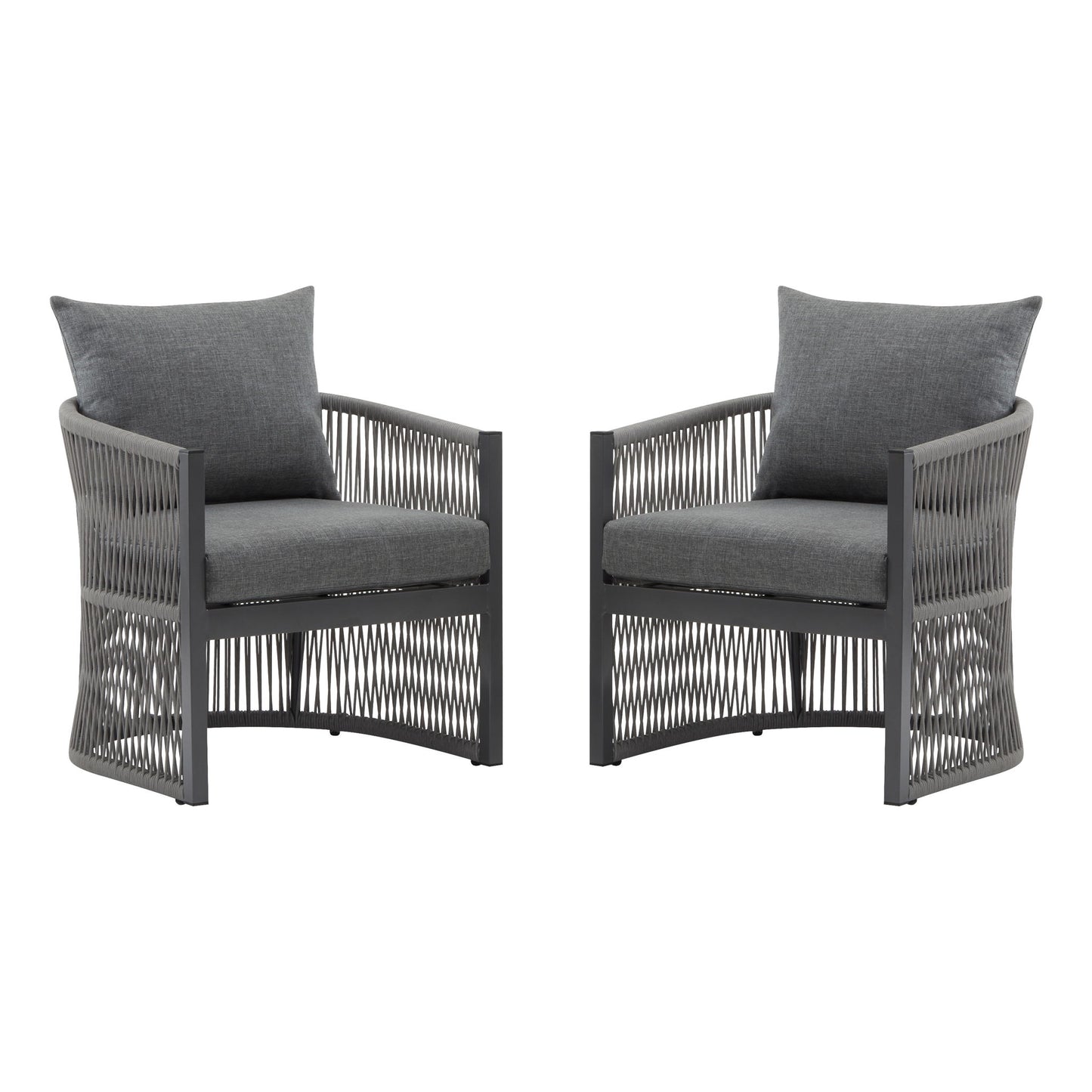 Modern Curved Aluminum Lounge Chair With Stylish Rope Weave Design And Cushioned Comfort For Outdoor Noble House