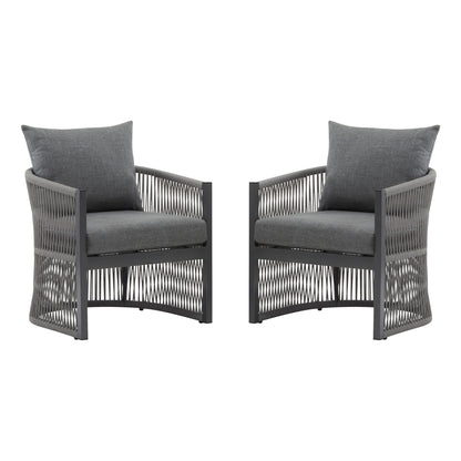 Modern Curved Aluminum Lounge Chair With Stylish Rope Weave Design And Cushioned Comfort For Outdoor Noble House