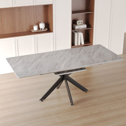 Modern Mid-Century Gray Dining Table Set With Extendable Design Home Essentials