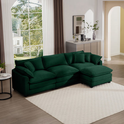 Modern Oversized Modular Cushion Sofa With Ottoman, Low Back, Deep Seating Sofa Set Home Essentials