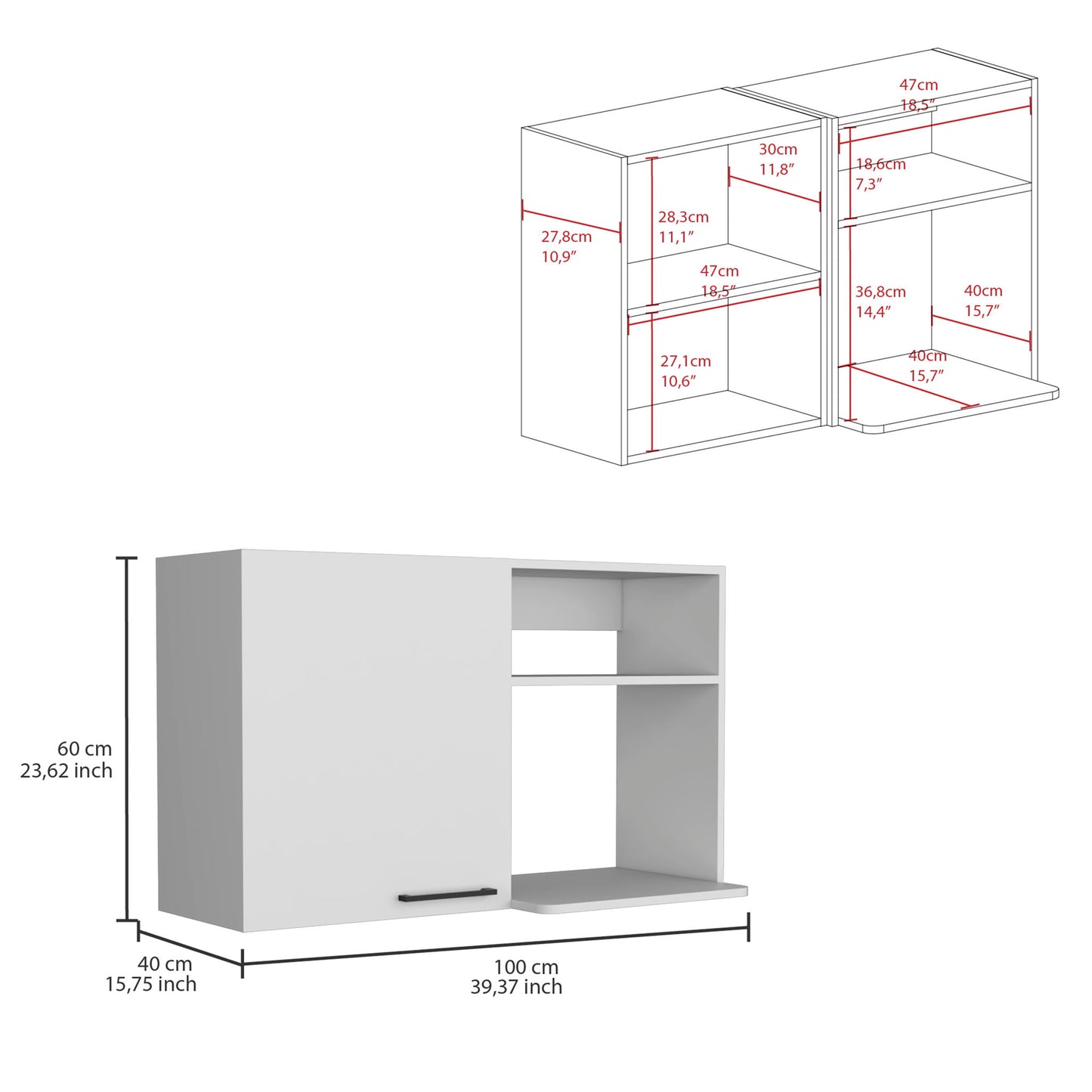 Burwood - Kitchen Wall Cabinet With 2 Doors And Shelves - White Home Essentials