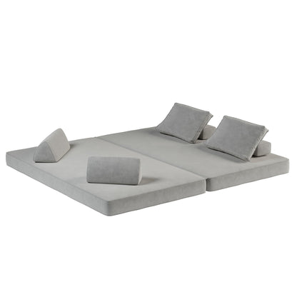 Multifunctional Convertible Sofa Bed With 2 Tumbler Backrests And 2 Pillows, Deep Seat Couch Home Essentials