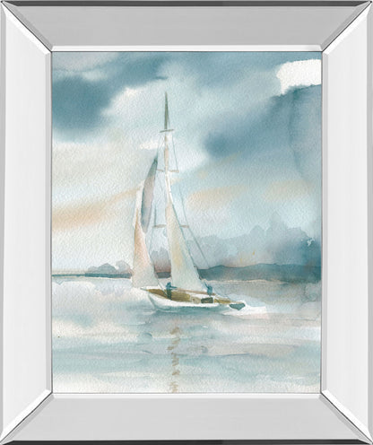 Subtle Mist I By Carol Robinson - Mirror Framed Print Wall Art - Blue