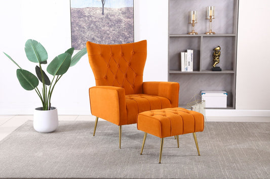Modern Accent Chair With Ottoman, Comfy Armchair For Living Room Home Essentials