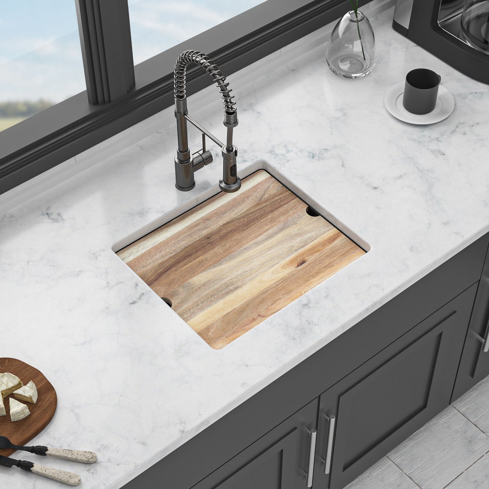 Quartz Composite Kitchen Sink With Workstation, Undermount Daily Nest