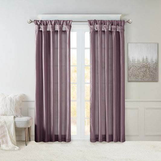 Emilia - Twist Tab Lined Window Curtain - Purple