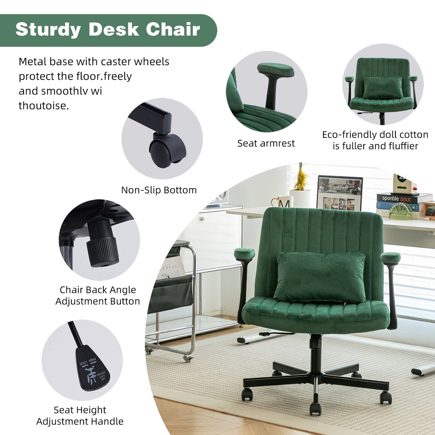 Criss Cross Armrest Office Chair With Wheels Home Essentials