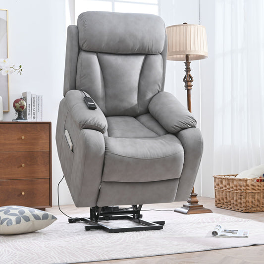 Electric Power Lift Recliner Chair, Fabric Recliner Chair, Home Theater Seating, Living Room Chair, Side Pocket, Remote Control - Light Gray Home Essentials