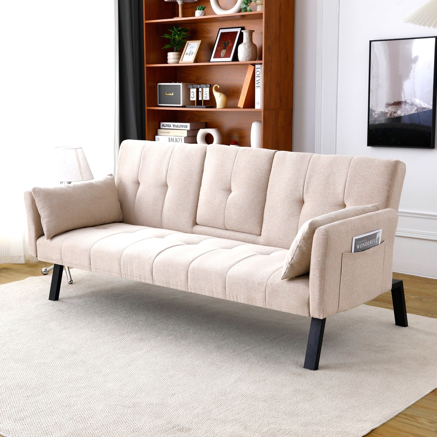 Sofa Bed With Foldable Design And Cup Holder Home Essentials