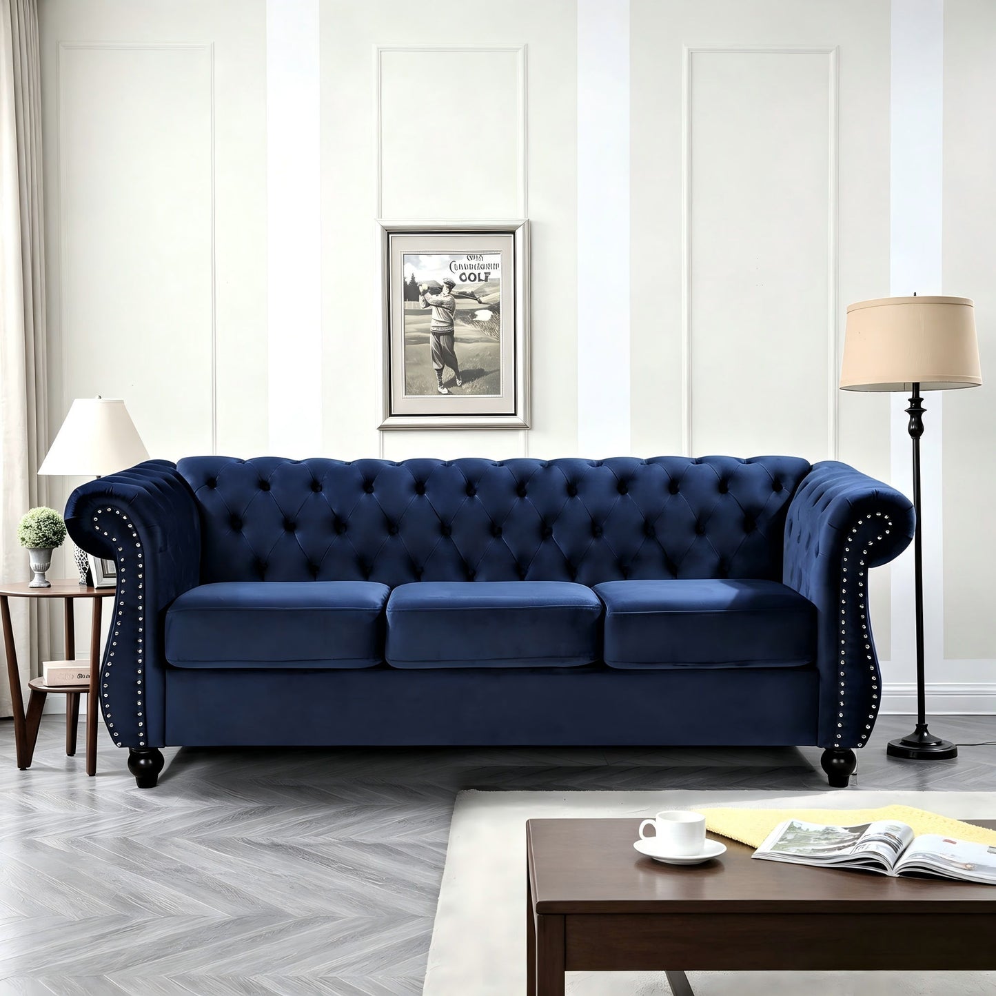 Chesterfield 3 Seater Sofa With Rolled Arms US Pride