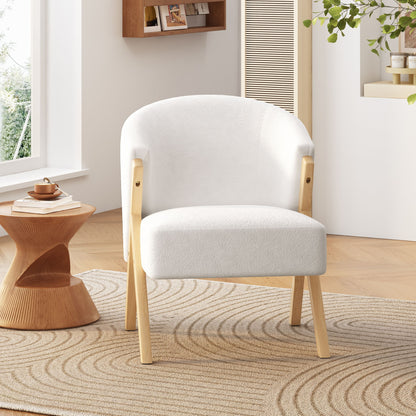 Modern Accent Chair With Polyester Upholstery And Minimalist Lounge Chair For Living Room, Bedroom, Or Office - White Noble House