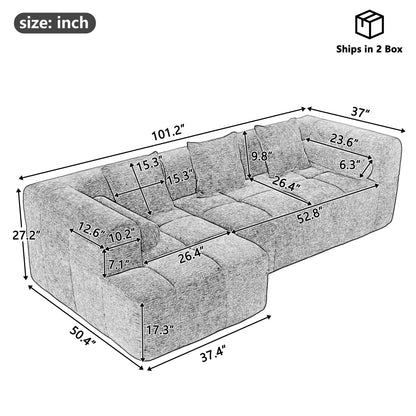 Sectional Free Combined Sofa With 2 Side Pockets Hearth and Haven