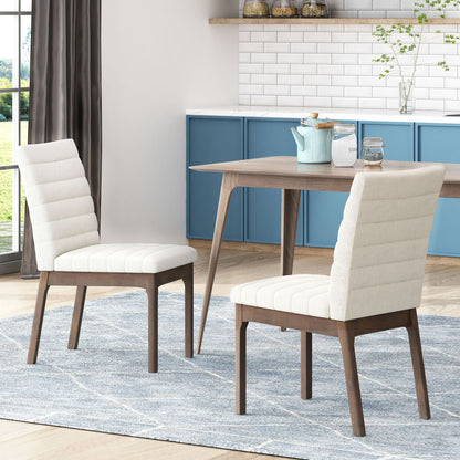 Upholstered Dining Chairs With Rubber Legs (Set of 2) Noble House