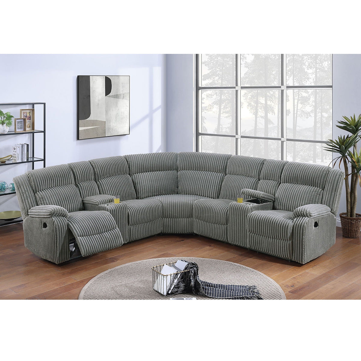 Power Motion Sectional LAF / RAF Loveseat With Console Cup Holders Home Essentials