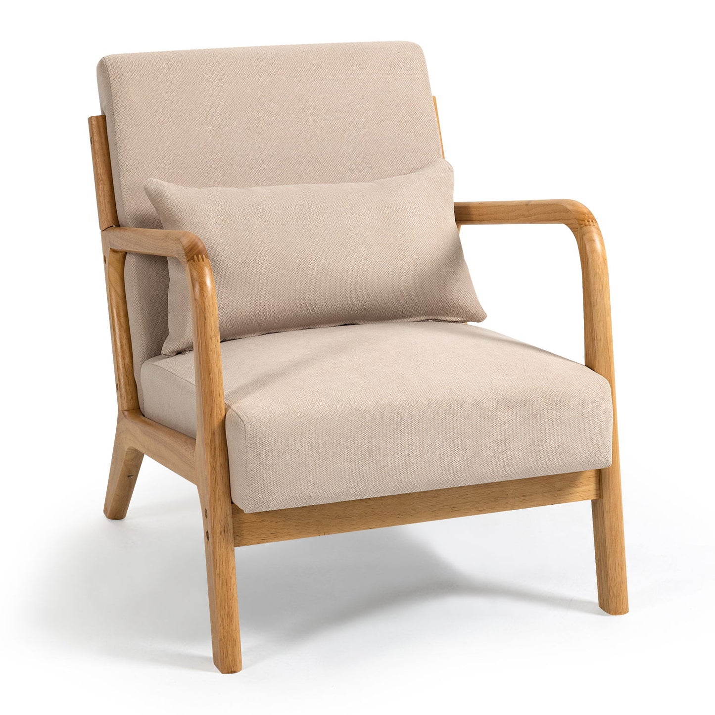 Leisure Chair With Solid Wood Armrest And Feet, Mid-Century Modern Accent Sofa, 1 Seat Home Essentials