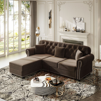 Upholstered 3 Seater Sofa Set With Ottoman Home Essentials