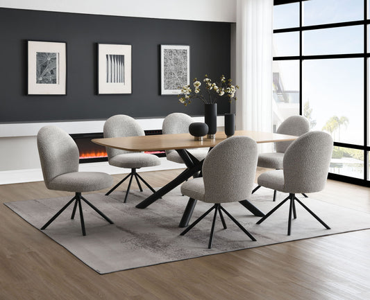 Lawton - 7 Pieces Dining Room Set - Natural / Black / Gray Acme
