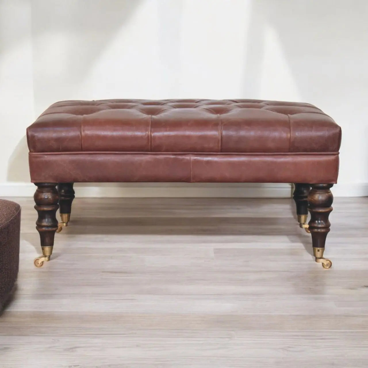 Buffalo - Leather Ottoman With Castor Legs Artisan Furniture