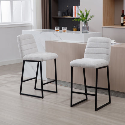 Low Bar Stools (Set of 2) Bar Chairs For Living Room Party Room Kitchen, Upholstered Kitchen Breakfast Bar Stools With Footrest