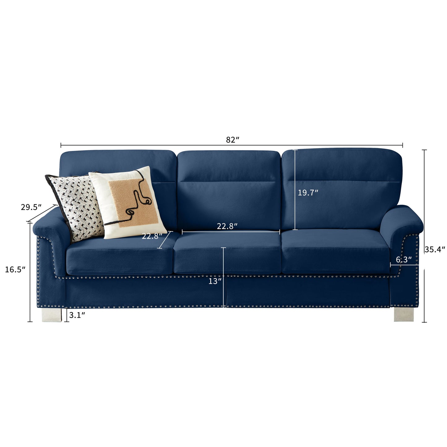 3 Seater Elegant Stationary Sofa Home Essentials