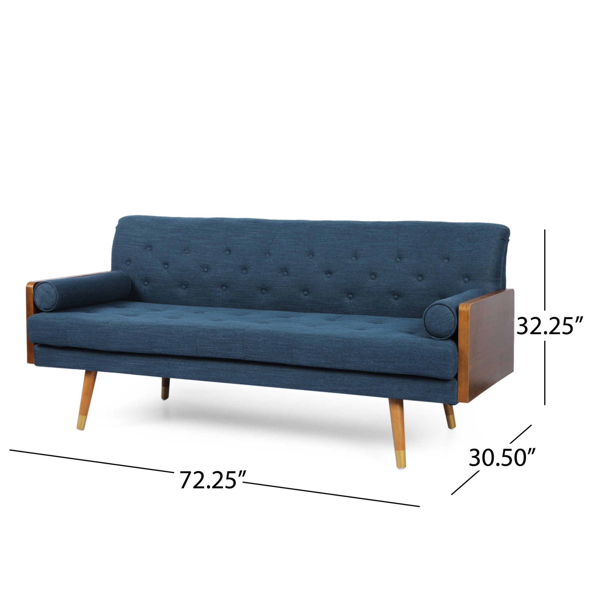 Aidan - Mid Century Modern Tufted Fabric Sofa Noble House